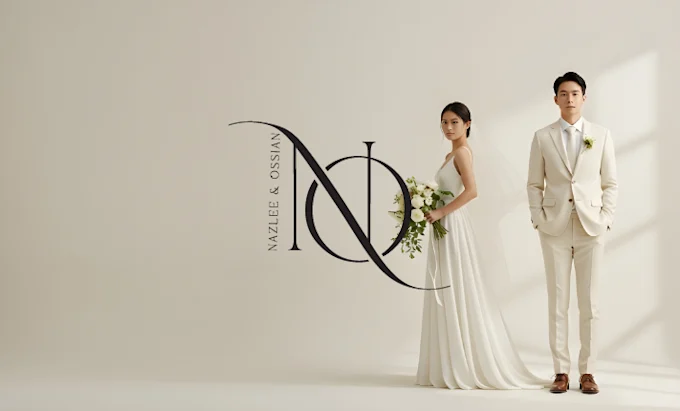 Beautiful Initials, Monogram and highly minimal wedding logo in 24hr